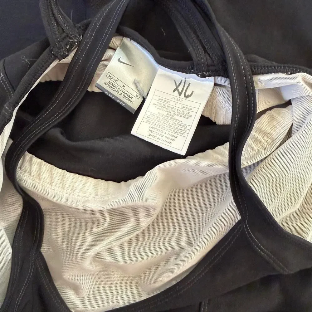 Vintage Y2K Nike black jumpsuit with built in bra and wide legs